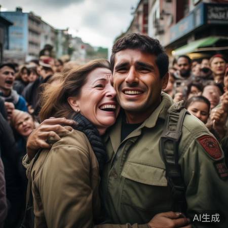 英雄归来,泪眼相拥