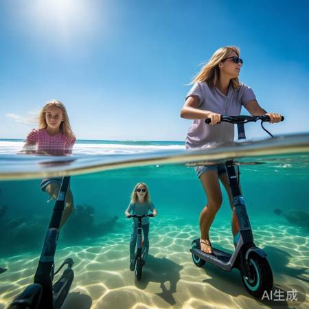 电瓶车海边骑行,安全尊重大自然