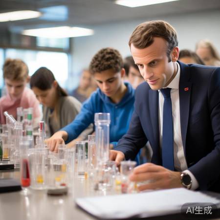 法新社独家图片,马克龙与学生实