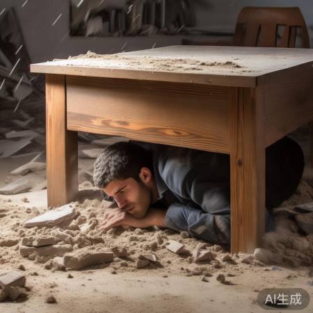 地震笑话:桌子下躲险记