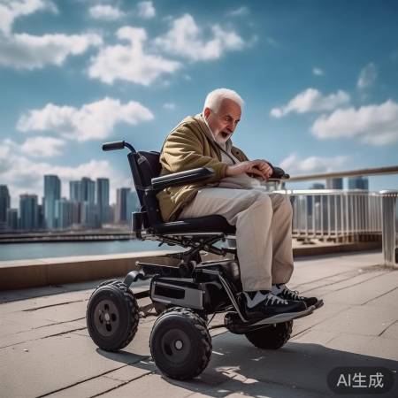 老哥电动轮椅上高架