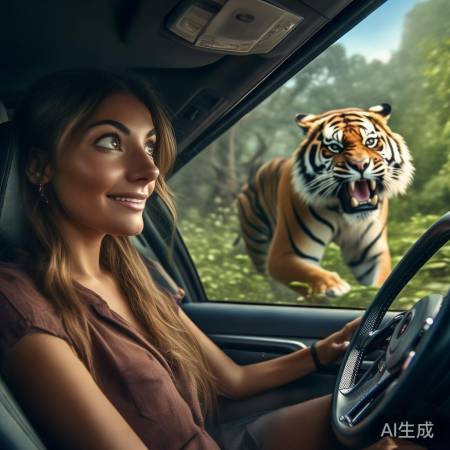 女子自驾猛兽区遭遇老虎袭击，车漆受损惊魂记