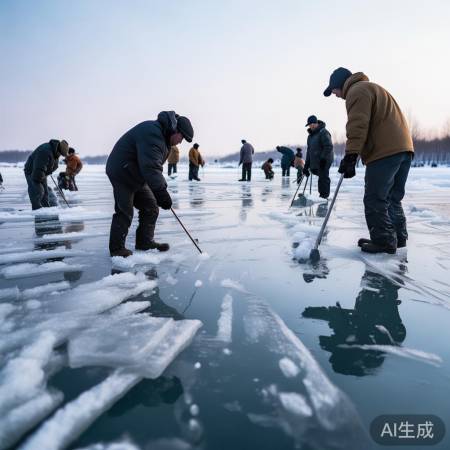 哈尔滨采冰奇观:如俄罗斯方块般壮观