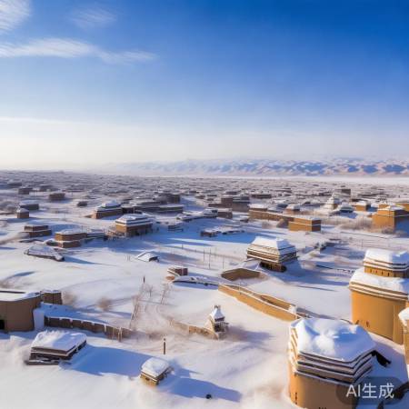 敦煌雪景：沙漠瞬间变身水墨画卷