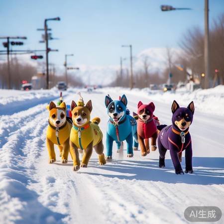 内蒙古雪地汪汪队过马路攻略