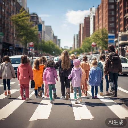 过马路需警惕,榜样示范安全