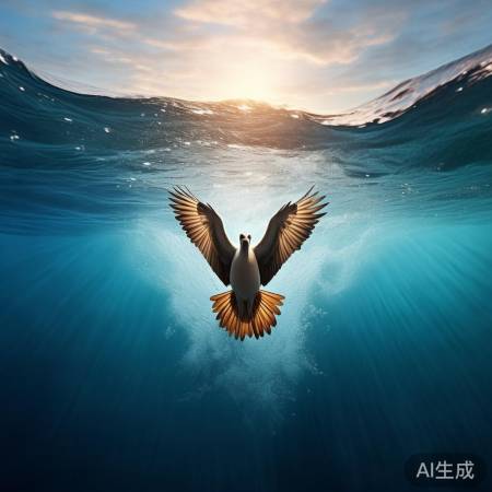 神秘鸟儿海底捕鱼