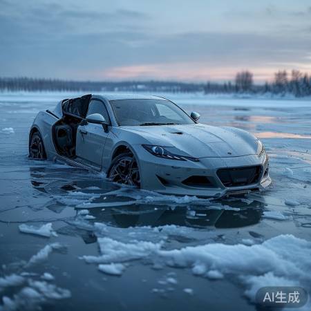 水库冰面惊魂!越野车练漂移时冰层突然破裂