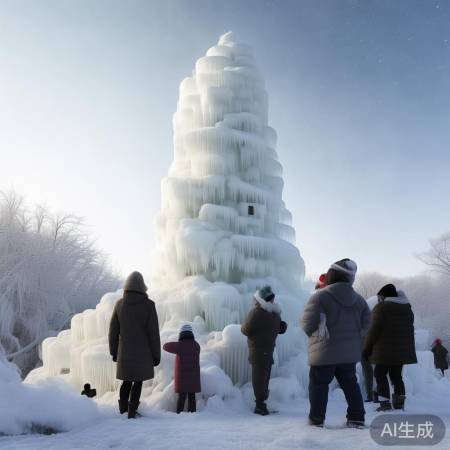 哈尔滨冰雪大世界再现冰版黄鹤楼，冬季奇观不容错过