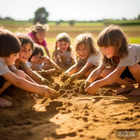 童年阳光下,玩黄土的快乐