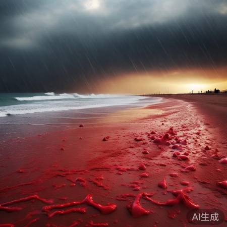 伊朗暴雨奇观：神秘海滩一夜变血红