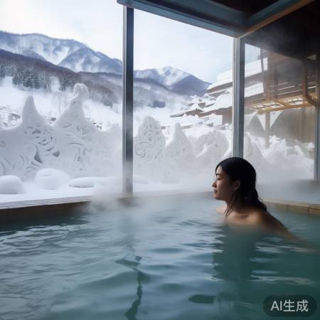 冬日温泉，雪中美景