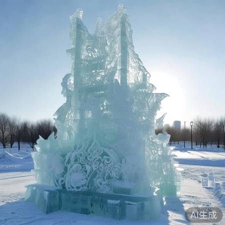 哈尔滨冰雕，冬日美景