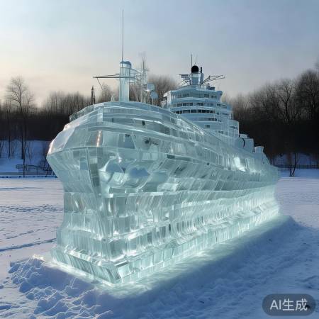 冰雕庆祝福建舰入列