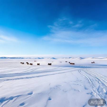 内蒙古雪原马儿舞