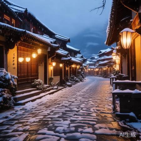 丽江古城雪中水墨