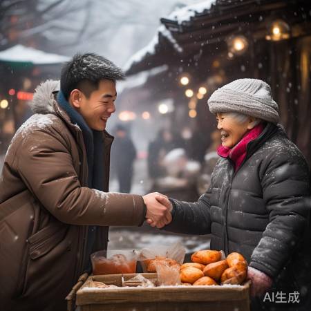 东北阿姨热情送烤地瓜