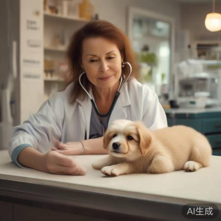 小狗受惊,医生检查,暂留医院。