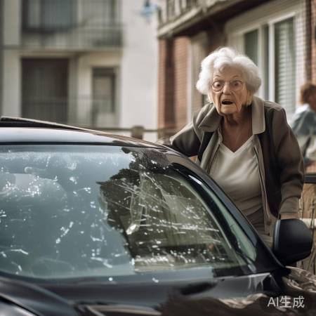 老太阳台扔重物砸碎车玻璃