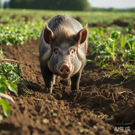 野猪偷食农田庄稼