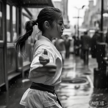 公交站前练武毅力强