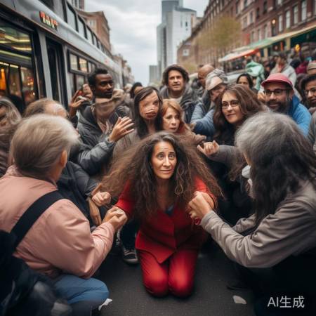 市民热心助红衣女子