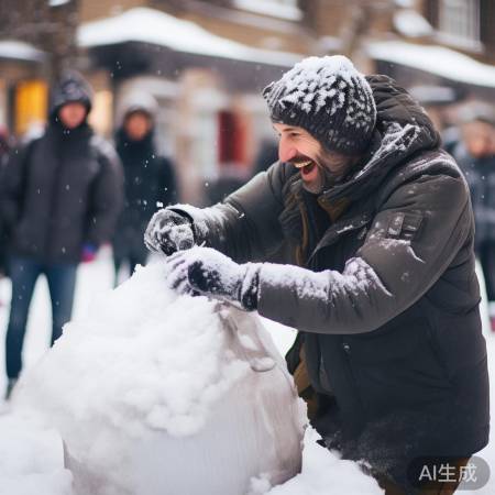 爸爸铲雪惊喜女儿