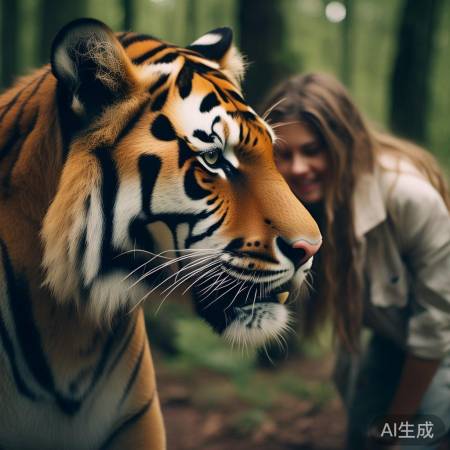 老虎眼神温柔,误入小丽家路