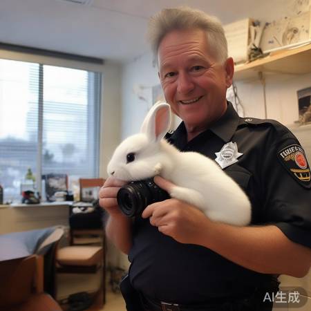 兔子照片，陈警官的善心瞬间