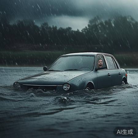 湖北雨中车祸瞬间