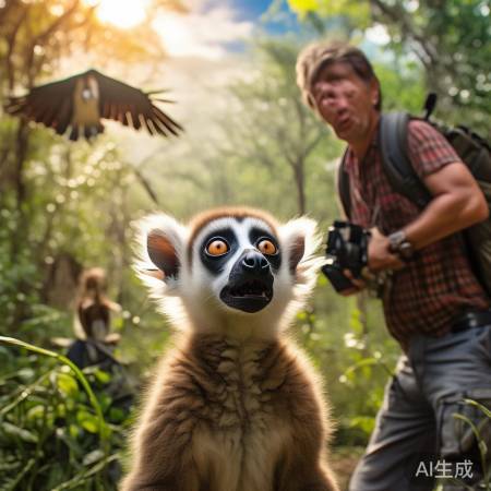 非洲国家公园狐猴受欺负