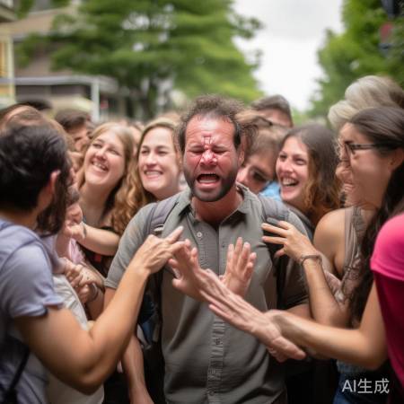 醉酒大哥泪眼感谢游客
