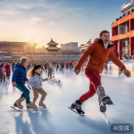 老北京传统滑冰，冰上漂移挑战