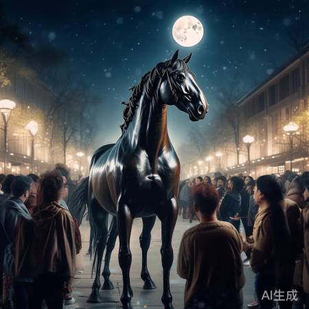 月亮下,马年雕塑消失之谜