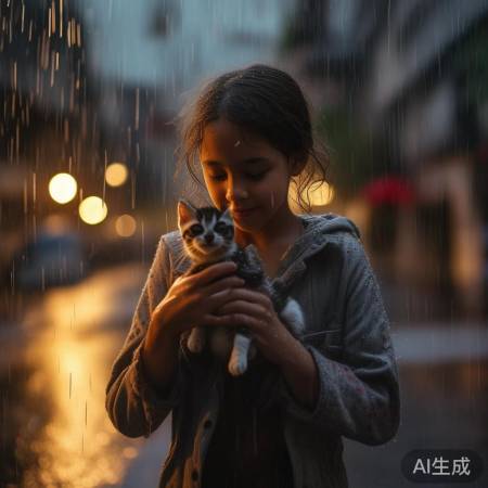 雨夜女孩举动温暖人心