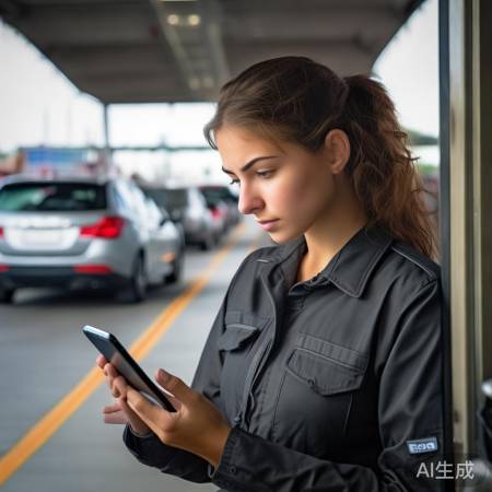 收费员玩手机入迷