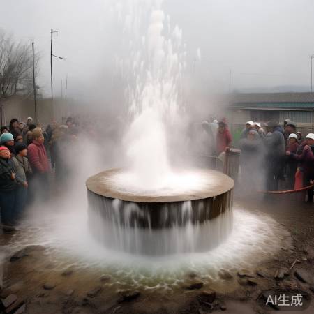 废弃水井喷70度热水