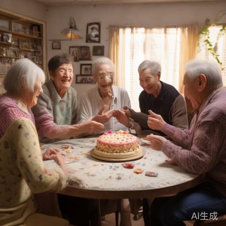 老人激动收蛋糕，关怀传递快乐