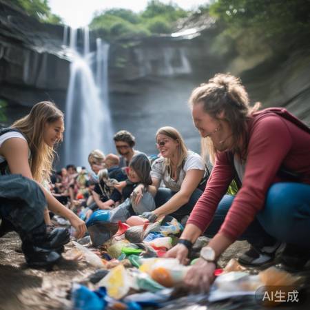 游客壶口瀑布景区环保行为