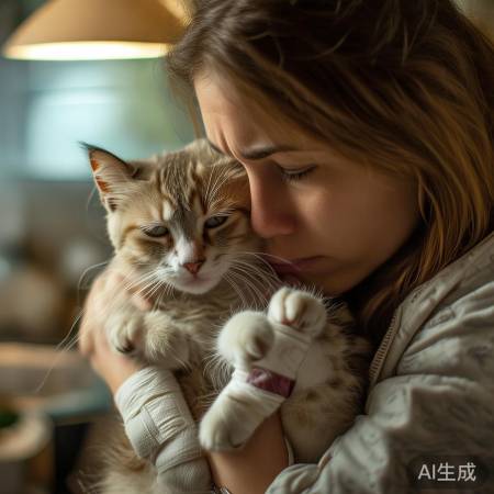 “咪咪公园踩玻璃受伤,小李急送