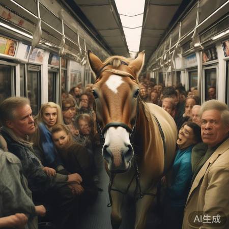 男子牵马奇遇地铁
