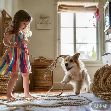 小心使用绳子，避免儿童宠物受伤