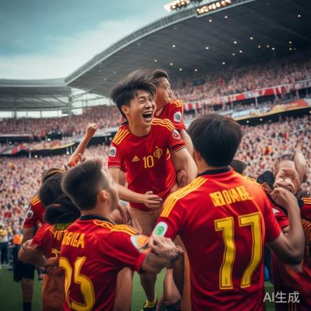 国足庆祝动作激情满满