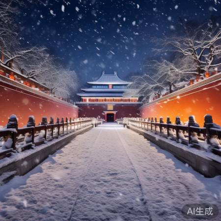 雪中故宫神武门浪漫亮灯：古都夜色中的中式风情邂逅