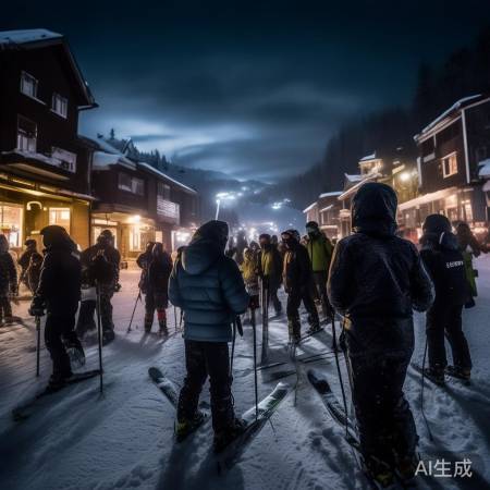 滑雪场欢乐停电变暗城