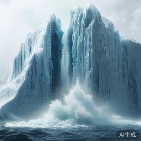 冰山裂解，内藏空气水分