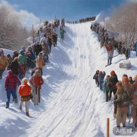 “雪坡滑梯，众网友抢体验”