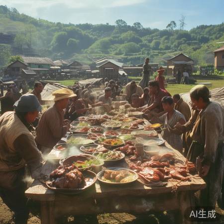 “猪宴盛宴，村民自养猪，新鲜味