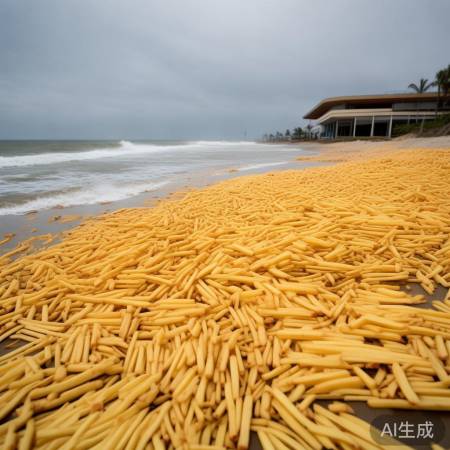 海滩薯条意外堆积
