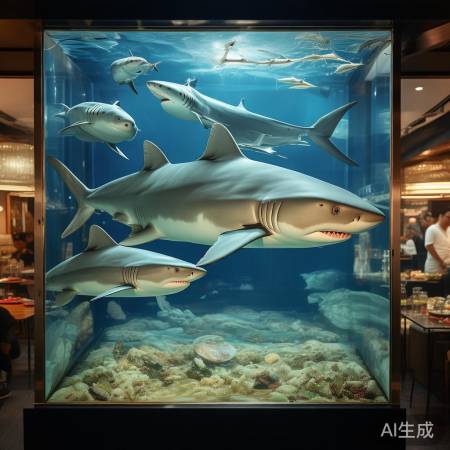 火锅店独门特色：鱼缸鲨鱼观赏，视觉盛宴等你来！。